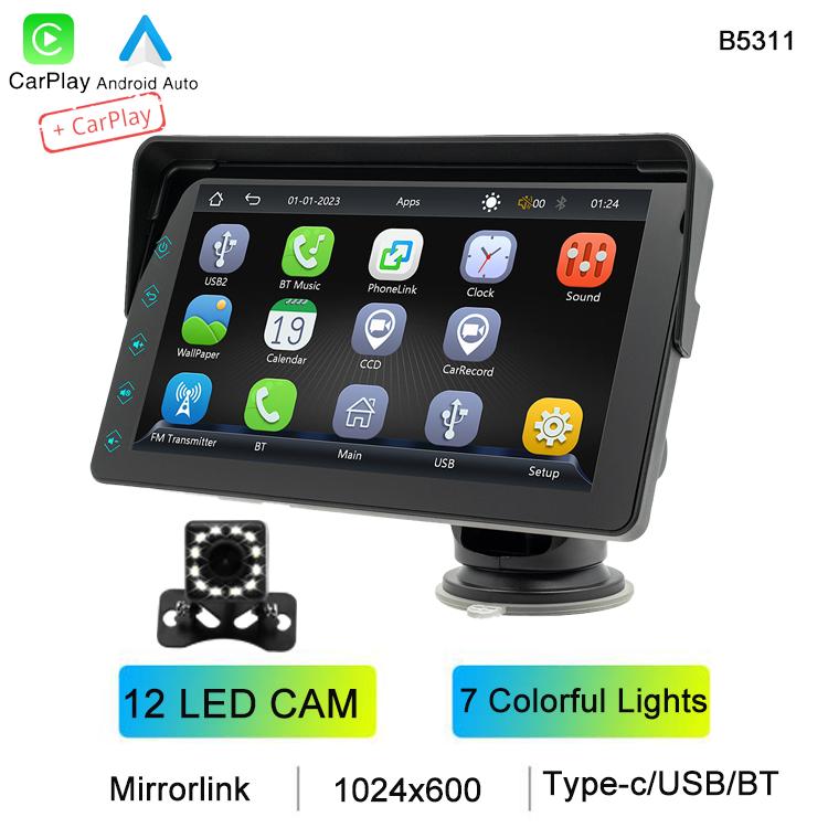 

1 Din 7 HD портативный автомобильный плеер беспроводной Carplay Android Auto Mirrorlink радио BT USB Type-c 7 цветных огней автомобильная стереосистема