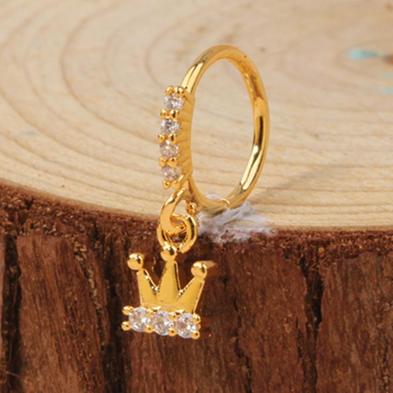 Gold Plated Pendant Nose Ring Hoop for Women Crystal Nose Hoop Protection Jewelry Nose Piercing Cartilage Earring Piercing