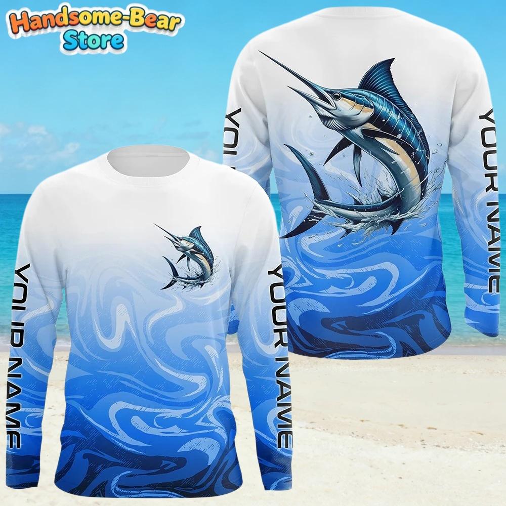 Men's T-Shirt Fishing Pattern Fashion Autumn Long Sleeve Casual Comfortable Boys Top Outdoor Sportswear Children's Clothing