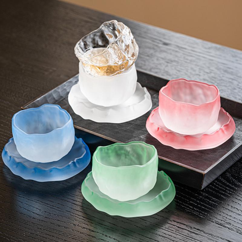 Glas Teetassen Set Nachmittagstee Teetasse Milch Fruchtsaft Behälter Farbe Dekorativ Kaffeetasse Kuchen Snack Schale Becher Teegeschirr