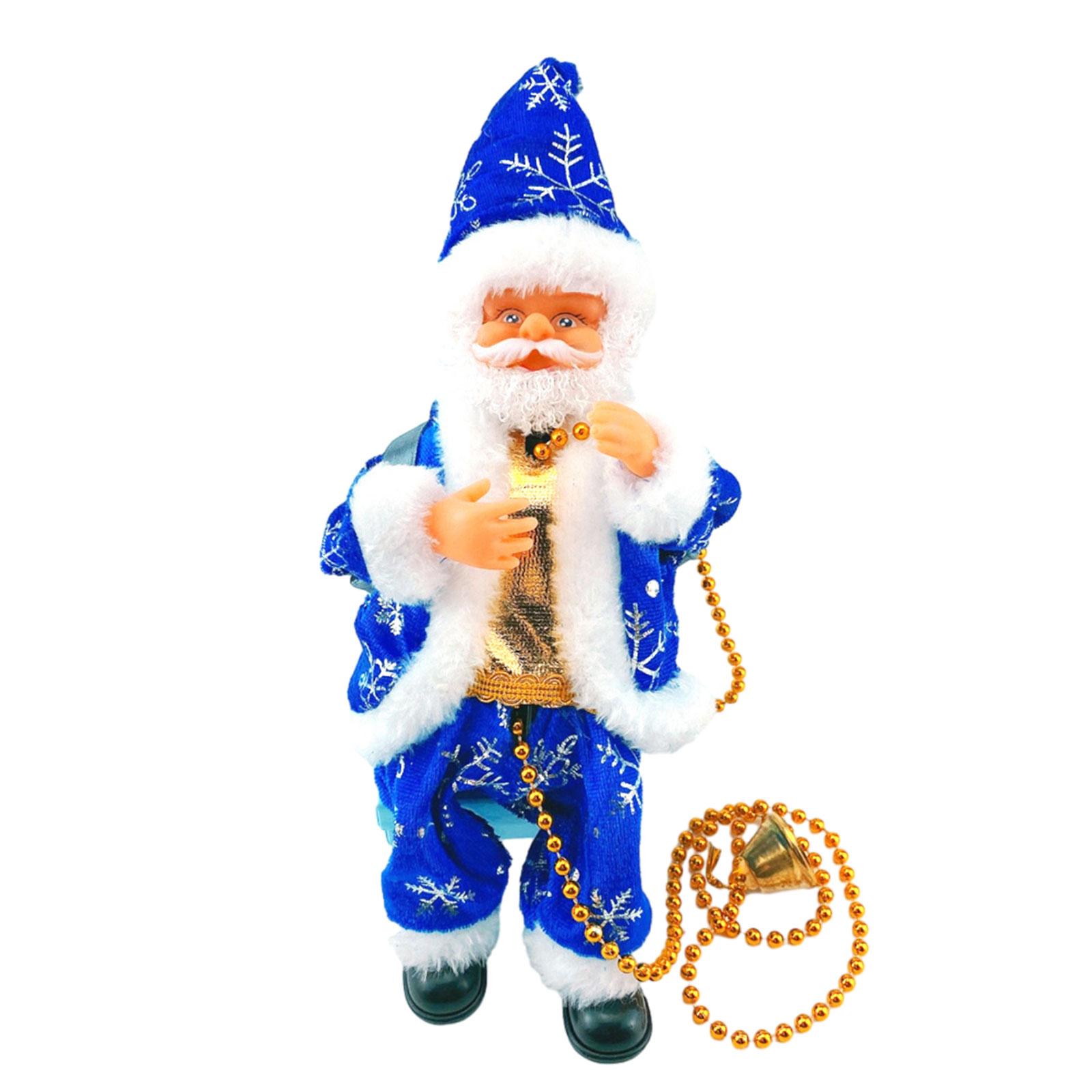 Santa Claus Climbing Beads Musical Toy, Electric Climbing Santa Claus Plush Doll Toy with Music Christmas Tree Ornament синий