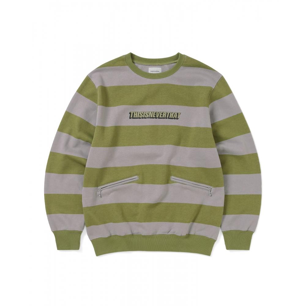 Thisisneverthat Printed Stripe Crewneck Grey S
