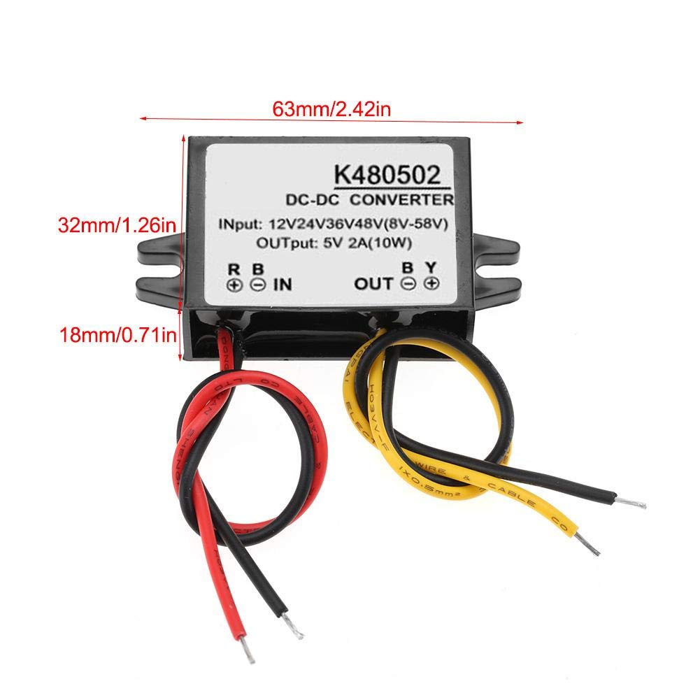DC-DC Converter, /24V/36V/48V To 5V 10W 2A Multi Protection Converter Screen Monitor Camera Fan