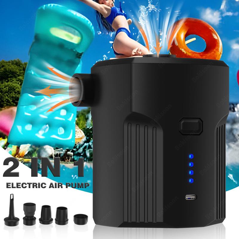 Portable Electric Air Pump for Inflatables with 5 Nozzles for Outdoor Camping,Air Mattress Beds,Boats,Cushion,Couch,Pool Floats