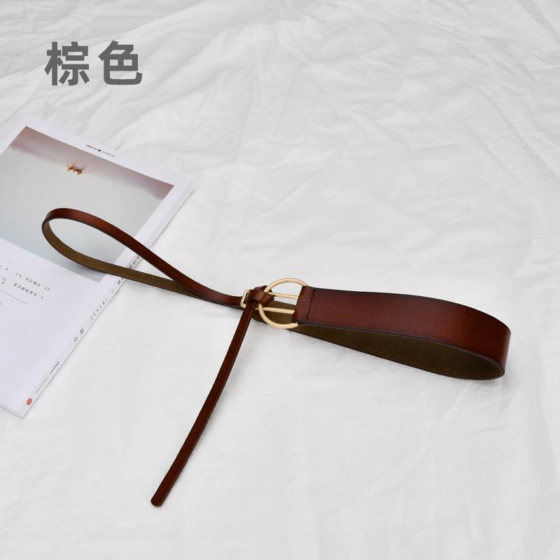 

Четыре сезона Доступный узел кожаный ремень Женская мода украшение платье ветровка женский ремень универсальное пальто талия женская крышка талии 110cm