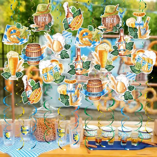 48 Pcs Oktoberfest Hanging Swirl Decorations Beer Festival Hanging Spiral Streamer Ceiling Decor for Oktoberfest Themed Party Supplies