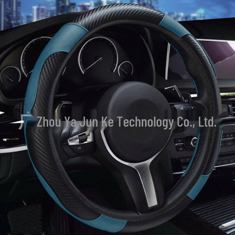 All-Season Universal Carbon Fiber Steering Wheel Cover, Elastic Leather, No Inner Ring