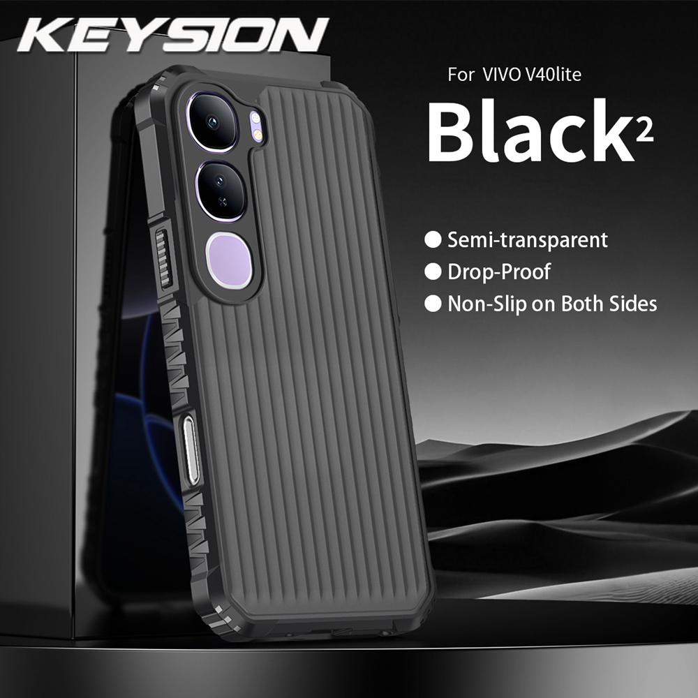 KEYSION Heavy Duty Shockproof Phone Case for VIVO V40 SE 80W V40 Lite Soft Silicone+PC Translucent Matte Back Cover for VIVO Y19S Pro Y200 5G