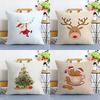 Christmas Santa And Deer Pillow Case Plush Fabric Soft Double Sided Print Sofa Cushion Cover Throw Pillow Covers