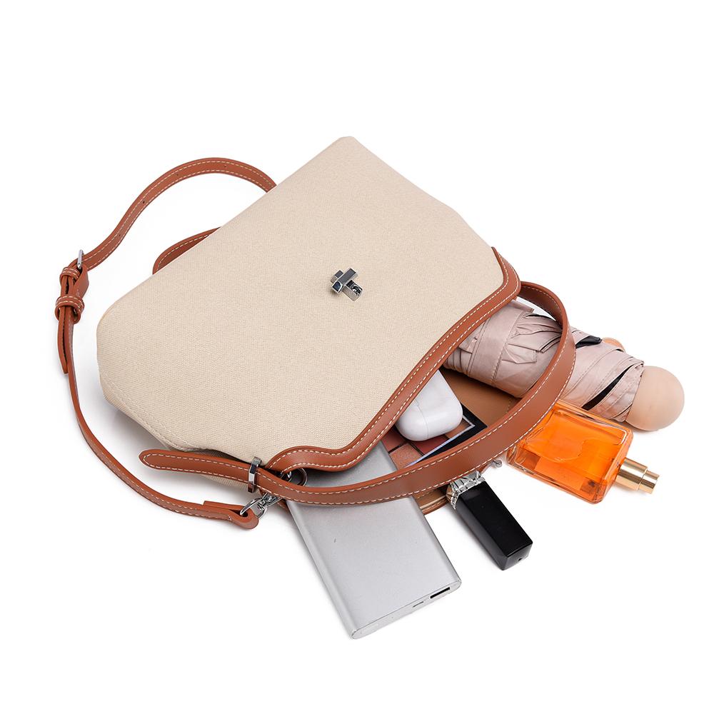 Trendy Simple Contrasting Color Women's Crossbody Bag High Texture Canvas Light Luxury Pillow Bag Leisure Commuting Shoulder Bag for Mother's Day Gift