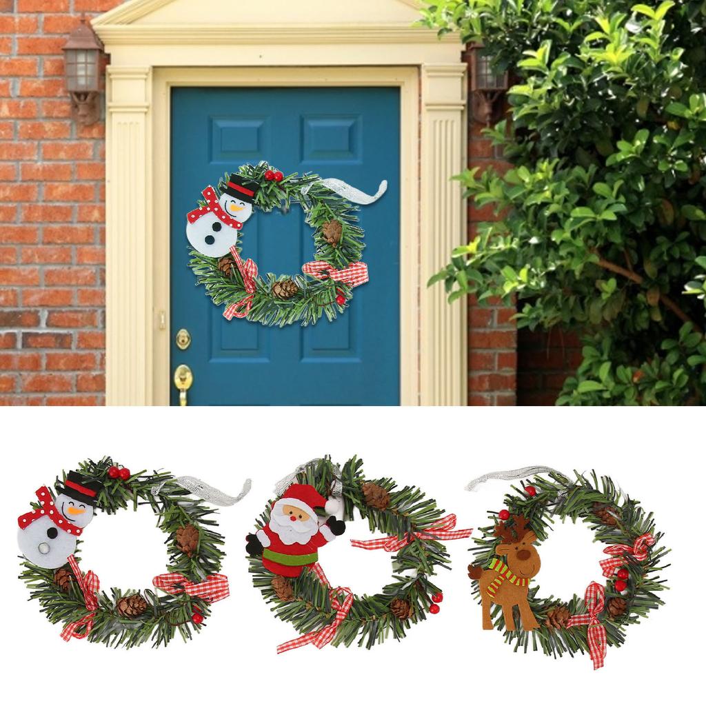 3Pcs Christmas Decorations Home Artificial Christmas Wreath Xmas Ornaments Hanging Wreath for Front Door Window Sills Shelves