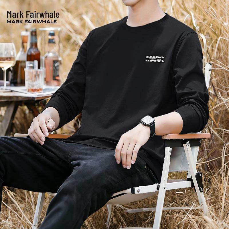 MARK FAIRWHALE Men s Pure Cotton Round Neck Long Sleeve T-Shirt L