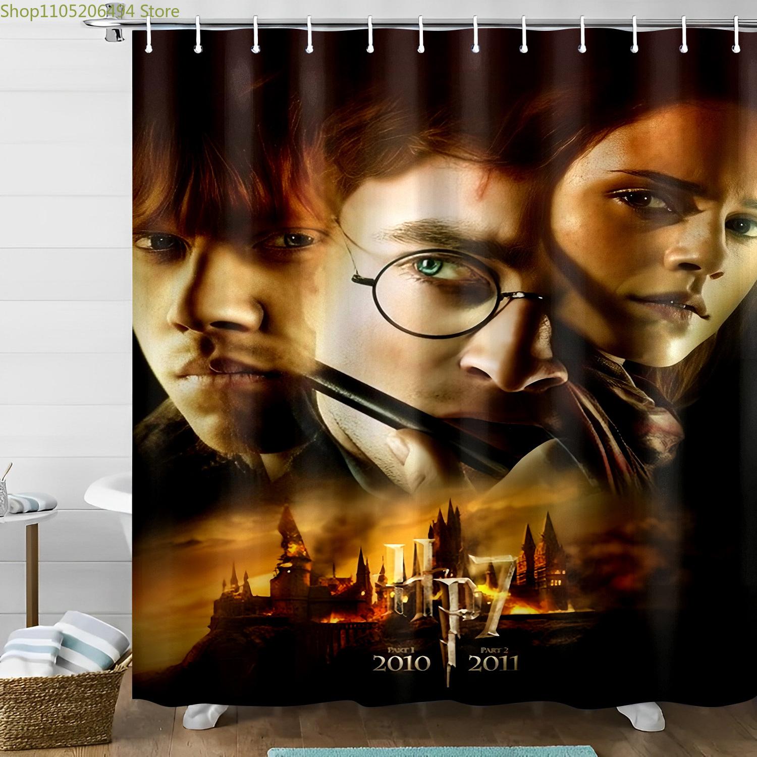 

Shower Curtain Featuring Warner Bros. Movie Characters And a Castle Design, Perfect for Valentine S Day Bathroom Decor. This F 90x180cm