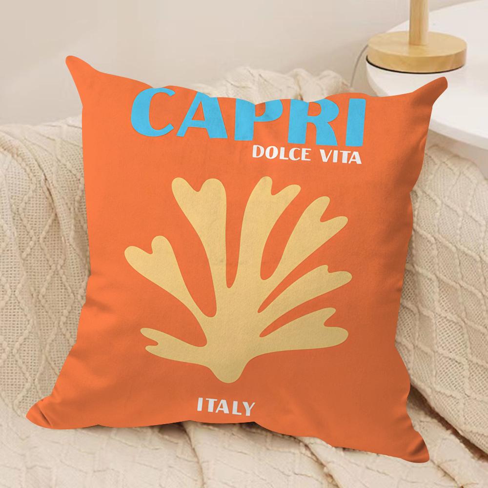 Travel Vacation Series Cushion Cover Silky Short Plush Invisible Zipper Dustproof Sofa Pillow Case For Home Decor