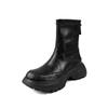 5Cm Fashion Round Head Thick Heel Waterproof Table Short Boots Women's Versatile Solid Color Casual Style Sheepskin Rear Zipper Thin Boots