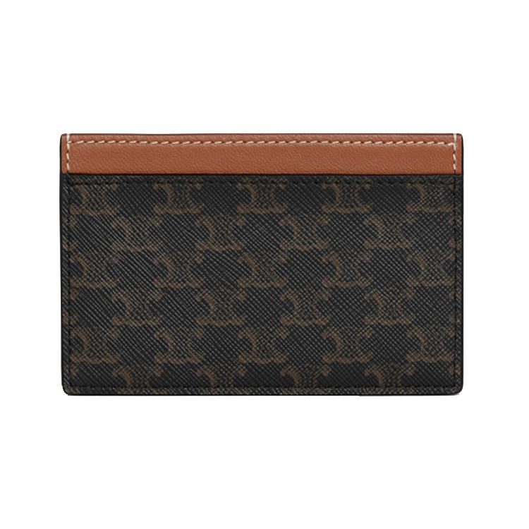 CELINE Triomphe Triumph Gate Canvas With Lambskin Card Holder Card Holder Womens Brown