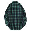 Men's  Casual Fashion Plaid  Printing Loose Lapel Long Sleeve Shirt Tops Blouse