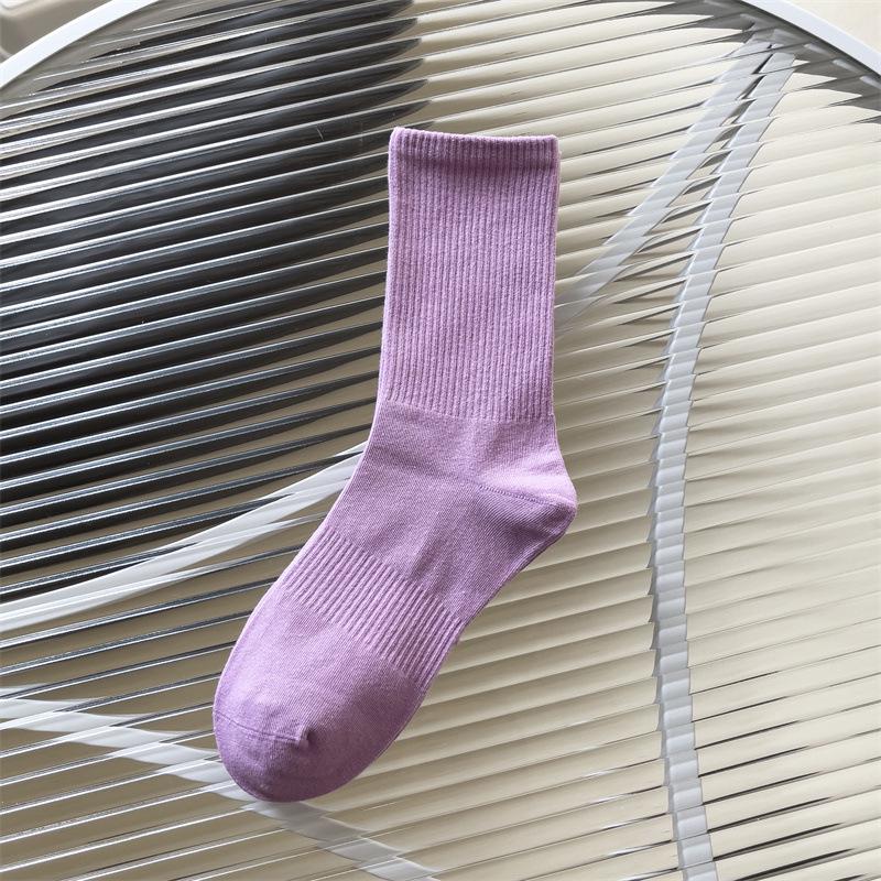 Unisex Mellomhøye Elastiske Sportssokker i Bomull - Komfortable, Fargerike, Allsidig Design