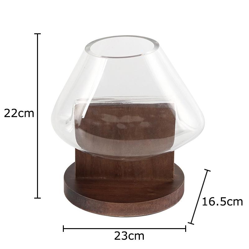 

Creative Transparent Glass Vase Solid Wood Base Plant Pots Table Decoration Flower Arrangement Floral Vases Room Aesthetic Decor