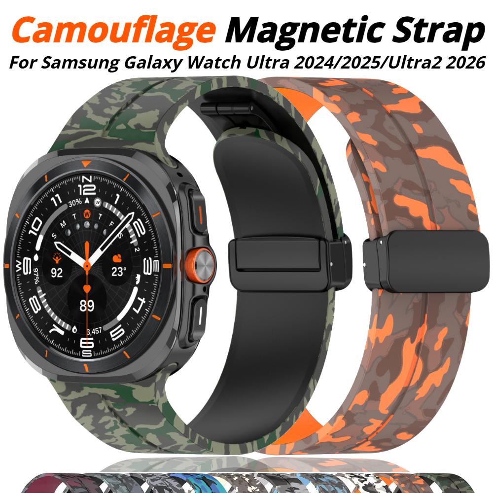 Silicone Sport Strap For Samsung Galaxy Watch Ultra 47mm Strap Magnetic Folding Clasp for Galaxy Watch Ultra2 2025 2026 Replacement Bracelet Strap