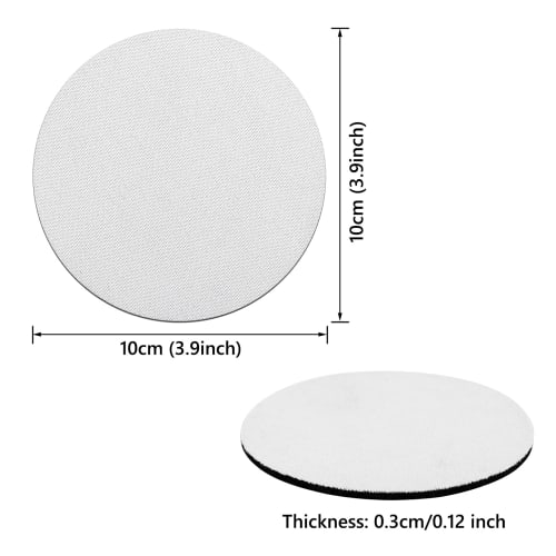 Set of 20 Plain White Round Coasters, 100mm Diameter X 3mm Thick, Absorbent Neoprene Cup Coasters, Perfect for Craft Painting, HTV Vinyl Projects, Hou