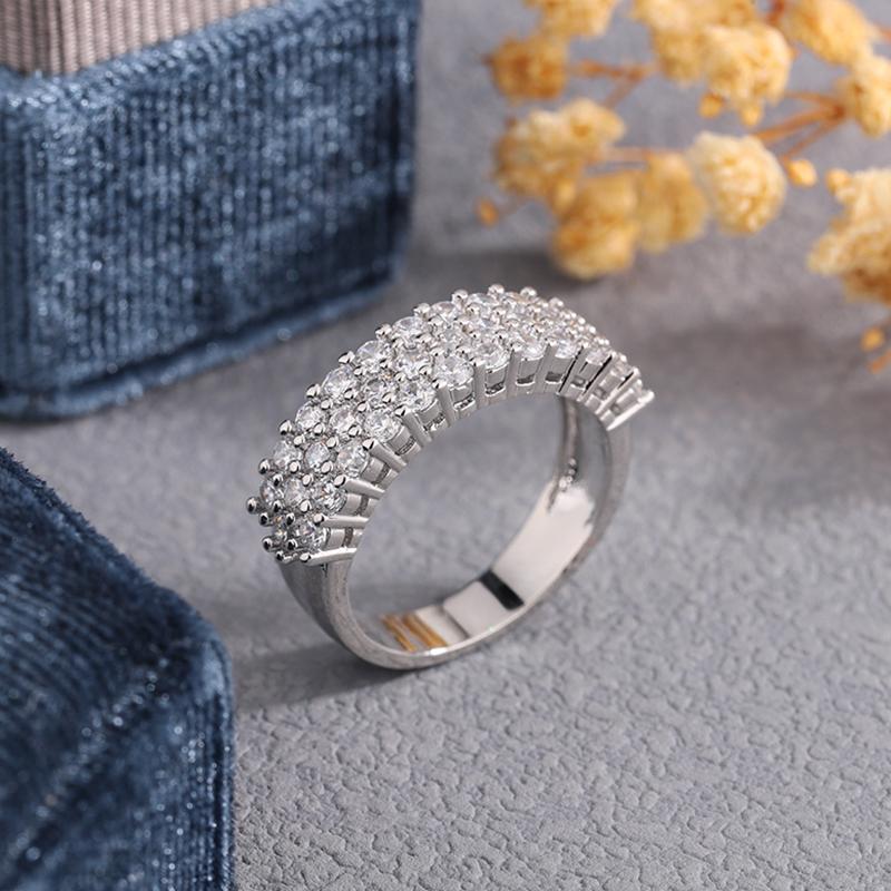 Sparkling Zircon Ring S925 Silver Plated High Quality Jewelry For Ladies Banquet Birthday Bride Wedding Engagement Gift
