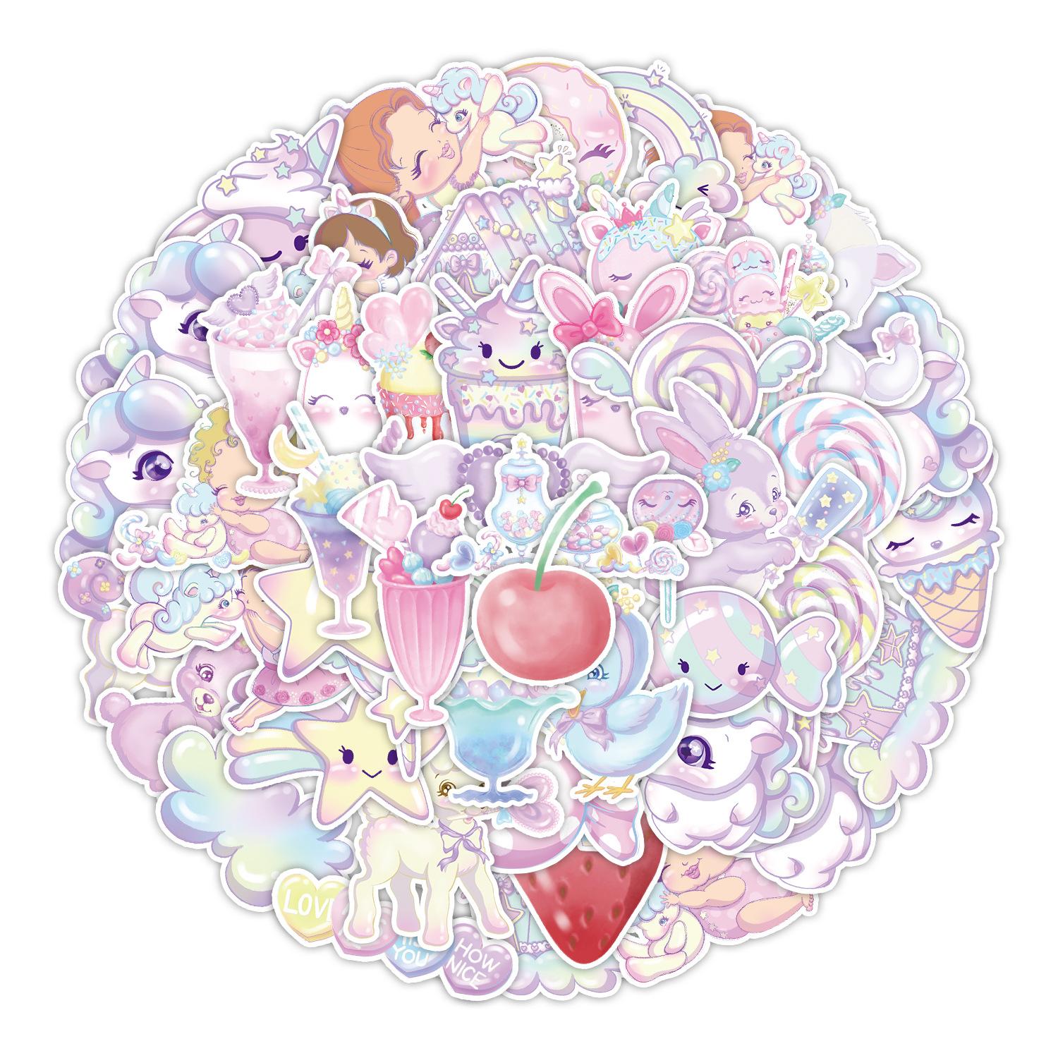 

50 Unicorn Girl Stickers Mobile Phone Computer Water Cup Decorative Stickers Notebook Waterproof Creative Hand Notebook Stickers