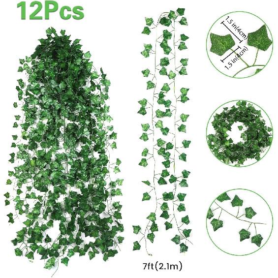 LAFORET Fake Vines for Room Decor(12 Pack 84ft), Home Bedroom Wall Decor Aesthetic, Artificial Plants Ivy Leaves, Hanging Greenery Garland for