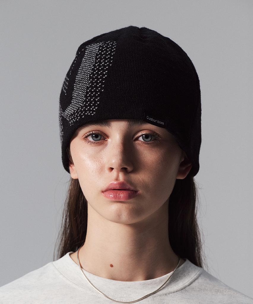 Ausdoeoboiseu Ov Shadow Jacquard Beanie (Black)
