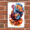1 Piece: Thanksgiving Turkey Tin Painting Plaque; Autumn Harvest Pumpkin and Maple Leaf Decorative Painting; Living Room/entrywa