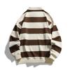 Spring Autumn New Fashion Loose Striped Pique Polo Shirt for Men Women, Trendy Hong Kong Style Streetwear