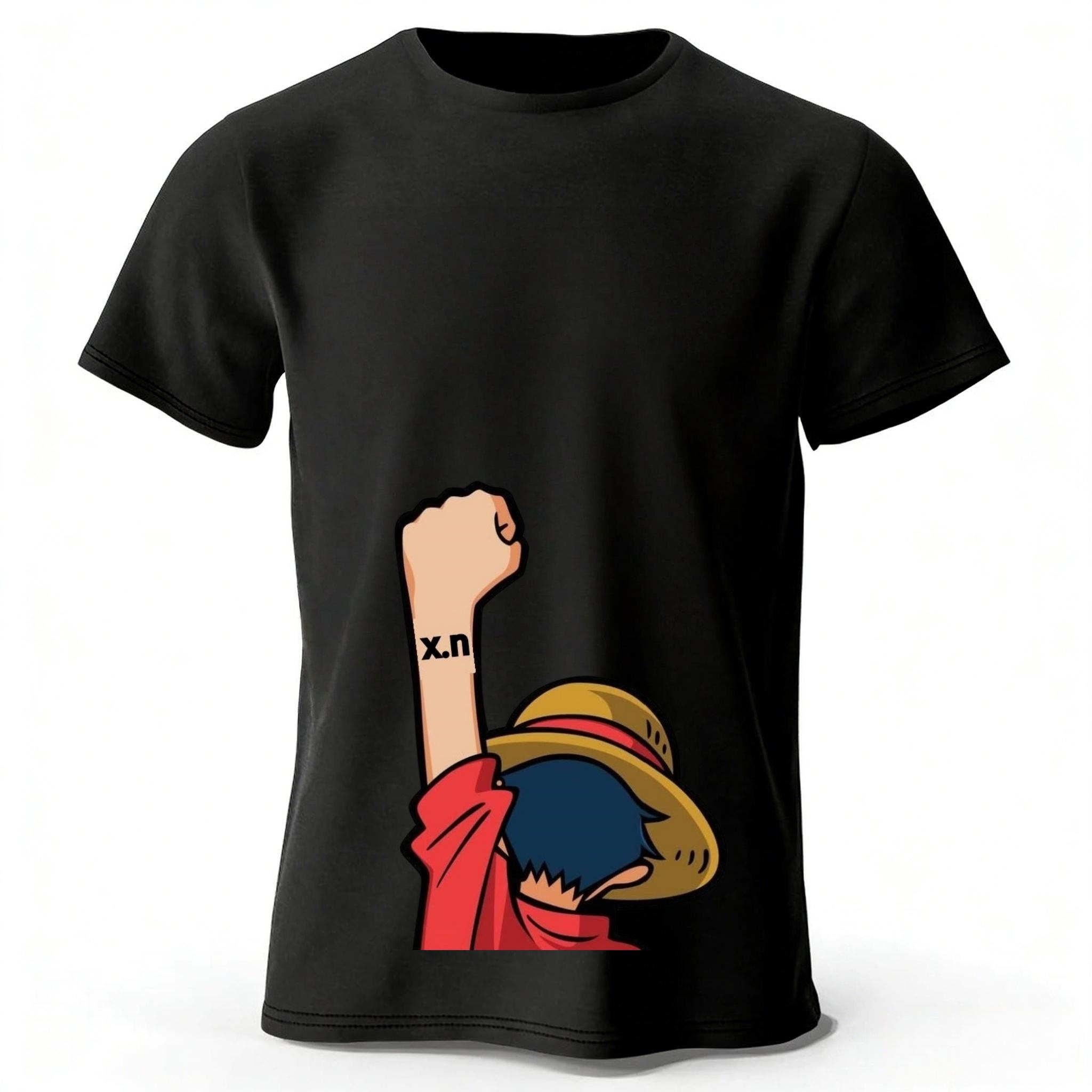 

One Piece Луффи Лето Новый Чистый Хлопок Короткий Рукав Мужская и Женская Модная Уличная Одежда Большой Размер Свободная Спортивная Футболка M