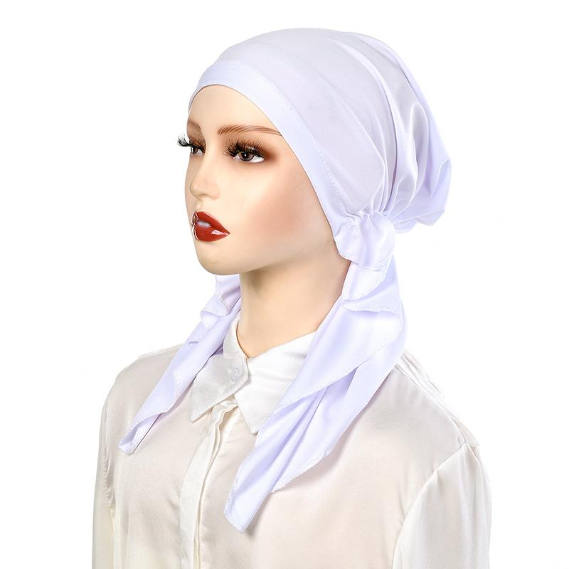 Golden Stripes Elastic Hat Cap For Woman Muslim Hijab Headband Middle East Instant Scarf Hijab Islamic Turban Bandana 20*43Cm