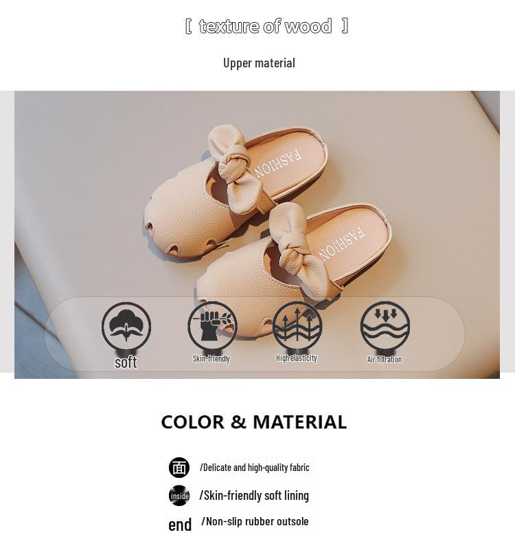 2023 Summer Bow Princess Slippers for Girls - Non-Slip Indoor & Outdoor