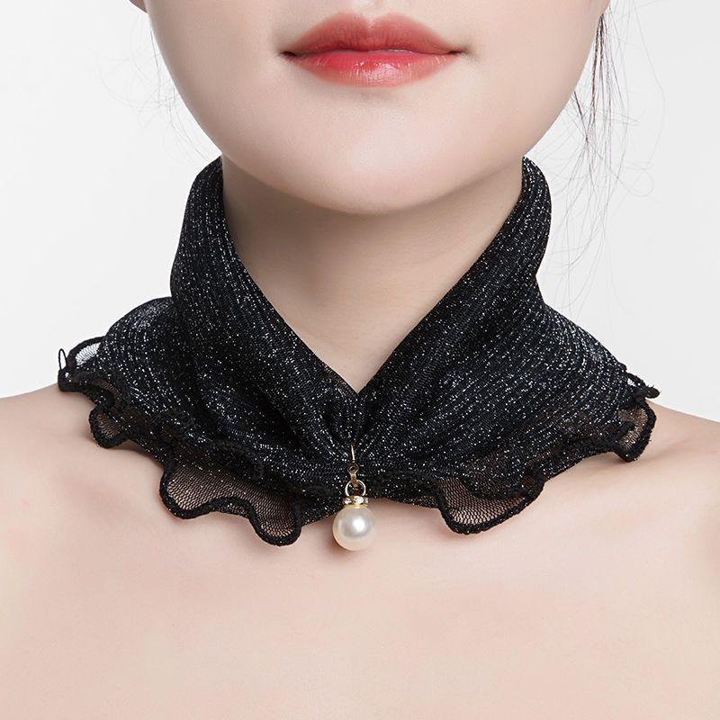 Women's Sunscreen Neck Cover Veil Neck Protection Scarf Summer Thin Ruffled Edge Scarf