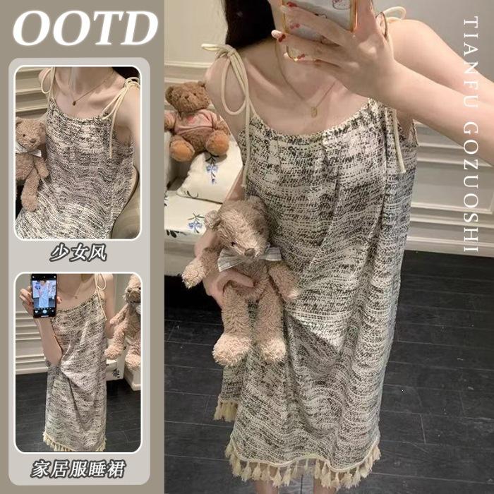 

[With chest pad] Pure desire girl nightdress with chest pad, summer women s pajamas, new models can be worn outside, sleeveless loungewear M