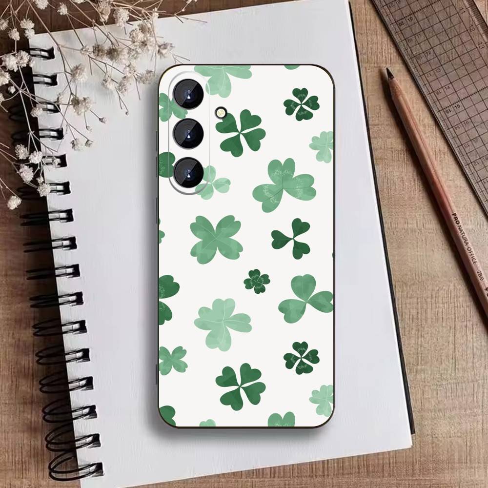 Four-leaf Clover Phone Case For Samsung Galaxy A73,21,22,32,71,53,52,51,80,5G Soft Black Cover