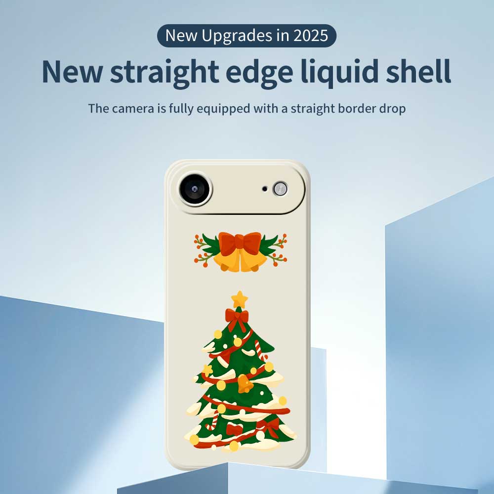 For iPhone Air Case Christmas Tree Bow Pattern Printing Straight Edge TPU Phone Back Cover