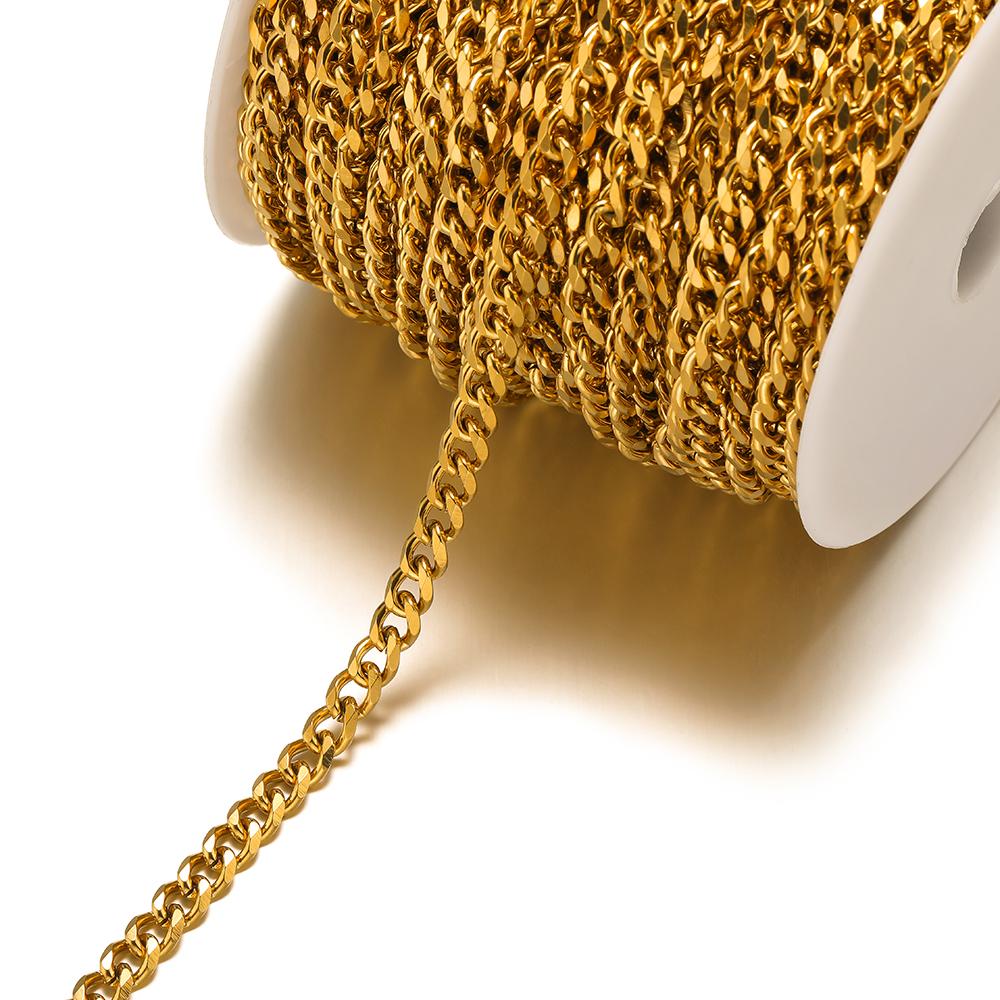 1 Meter Stainless Steel 3mm 6mm No Fade Flat Cuban Figaro Chains Necklaces Findings Bracelets Supplies Jewelry Making Supplies