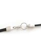 [VINGTAINE] Circle Plate Long Leather Necklace, Sophisticated Black, Elegant Casual Fashion C3270-