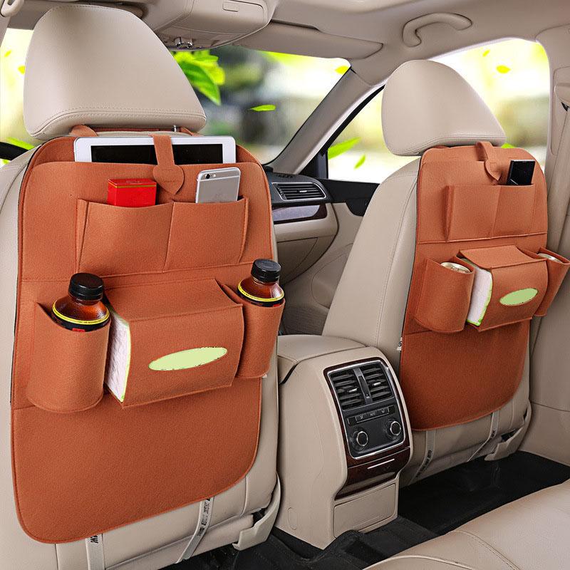 Felt Car Back Seat Organizer with 7 Pockets, Car Back Seat Kick Protector, Multi-Function Car Storage Bag, Home Felt Storage Bag