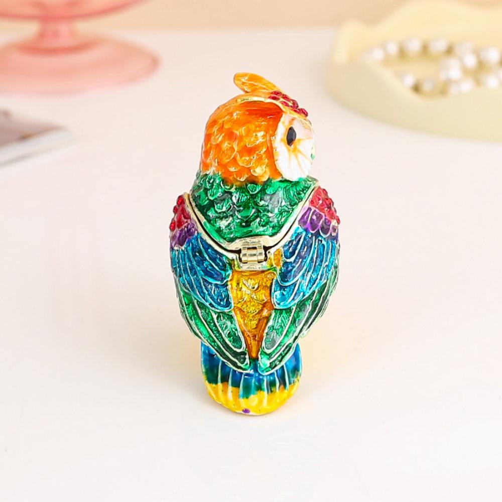 Jewelry Holder Owl Jewelry Box Zinc Alloy Owl Figurine Collectible Owl Trinket Box  Home Decoration