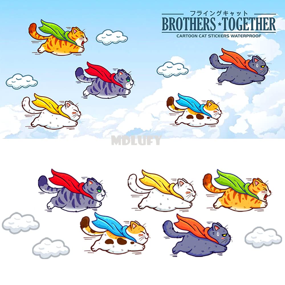 MDLUFY Car Sticker, Cat Superman Illustration, Waterproof, Funny Sticker, For Cars & Motorcycles, Hiding
