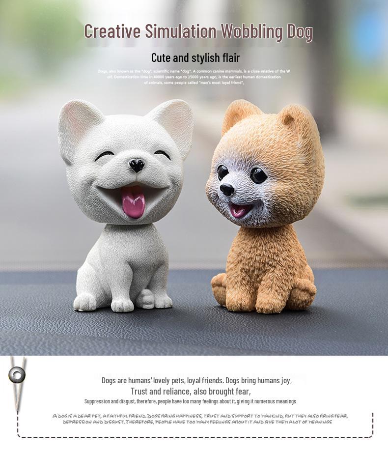 Bulldog Bobblehead Car Ornament | Cute Resin Dashboard Decor