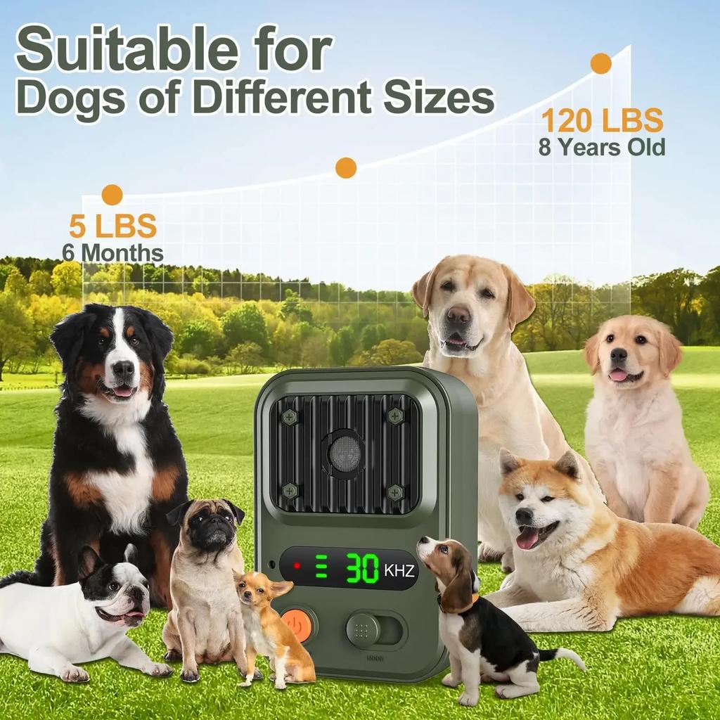 Auto Bark Deterrent Devices with 3 Modes,Anti Barking Devices, Rechargeable Dog Barking Silencer Sonic Barking Deterrent Indoor