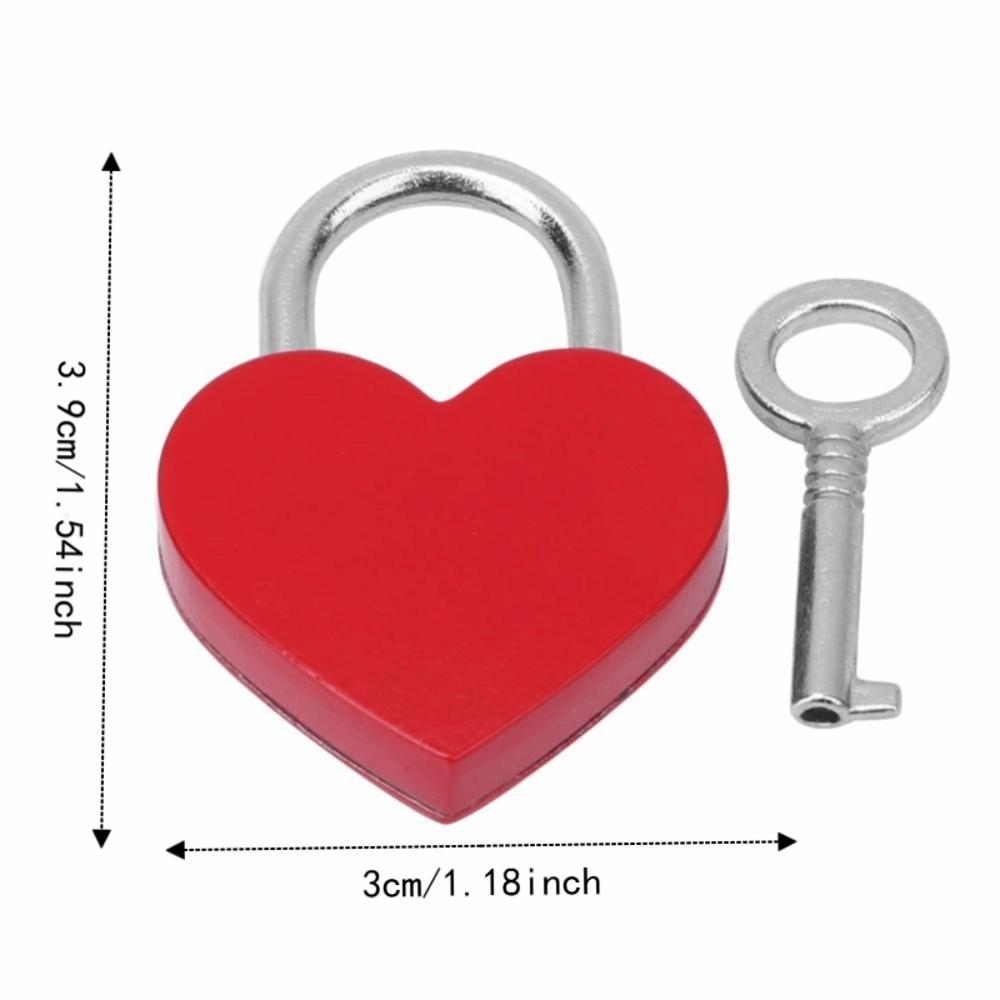 2pcs With Keys Heart Shaped Padlock 30x39mm Love Lock Padlock Mini Padlock Handbag Decoration