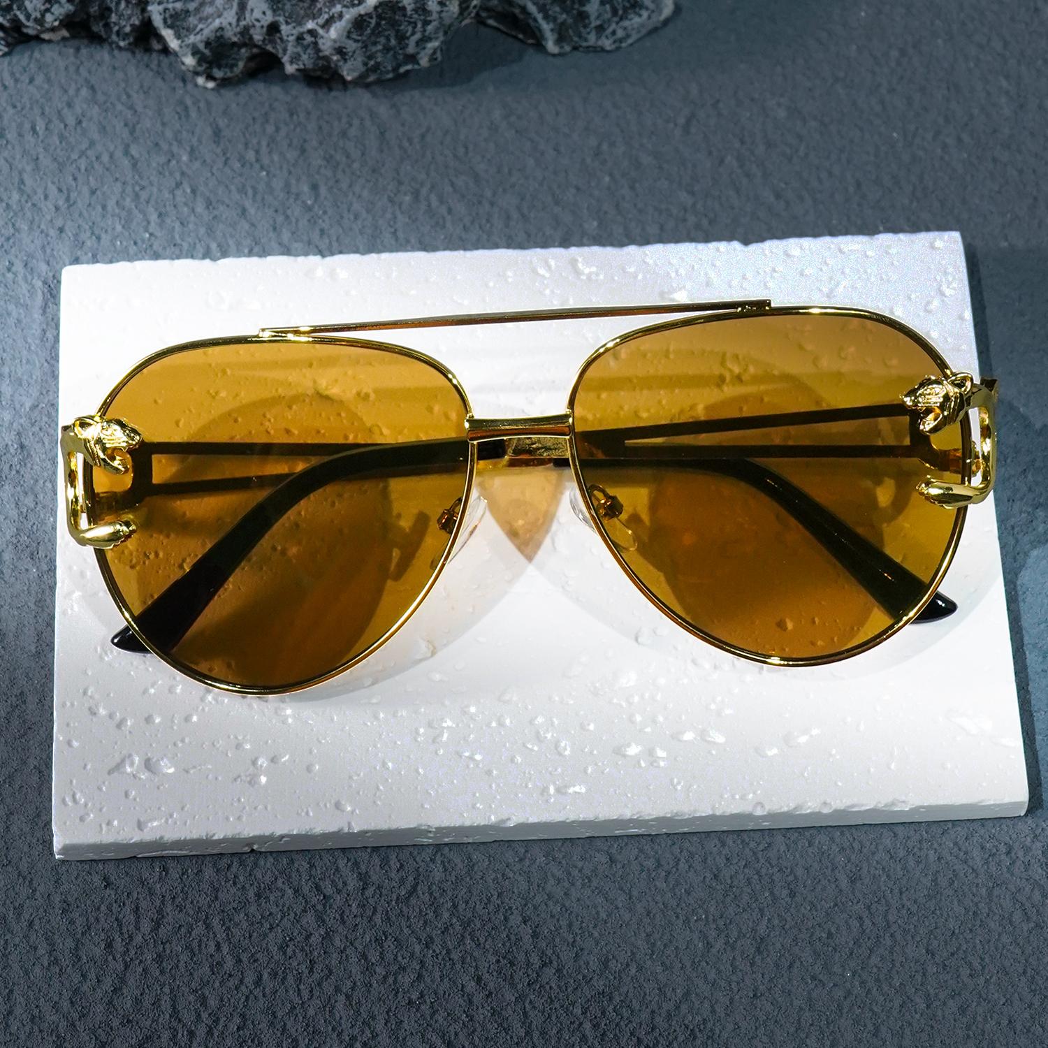 

Oval Half-Frame Polarized Fashion Glasses Stylish Black With Golden Accents Lightweight Durable Design For Driving