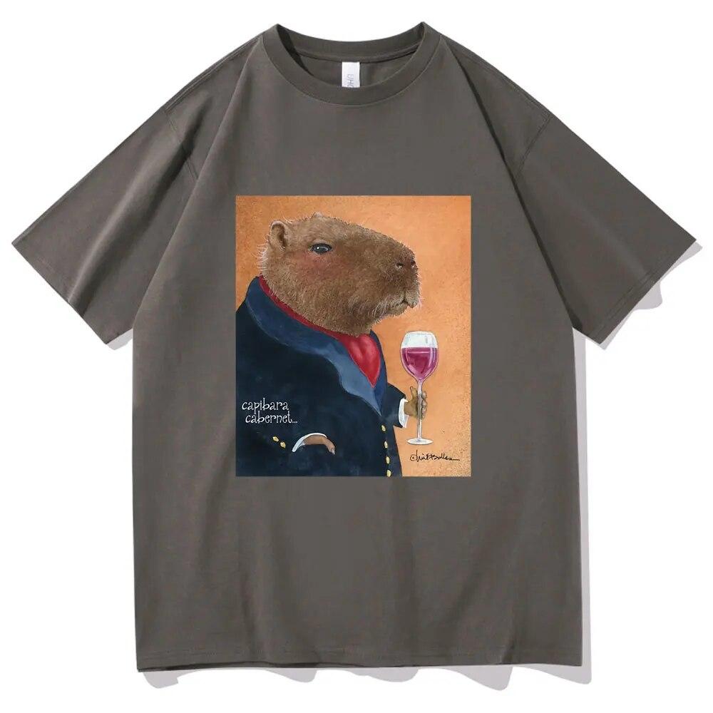 Will Bullas Tshirt Funny Capybara Cabernet Print T Shirts Unisex Women Fashion Harajuku Cute T-shirt Unisex Casual Funny Tee Shirt