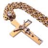 Religious Jesus Cross Necklace For Men Stainless Steel Crucifix Pendant with Byzantine Chain Necklaces Male Jewelry Gift