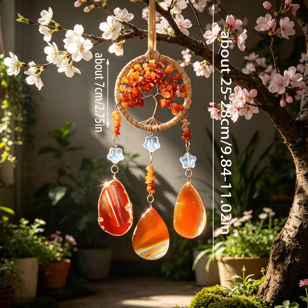Kristall-Achat-Platte Autoanhänger Sonnenfänger Windspiel Hängendes Ornament für Heimdekoration für Hochzeit oder Valentinstag